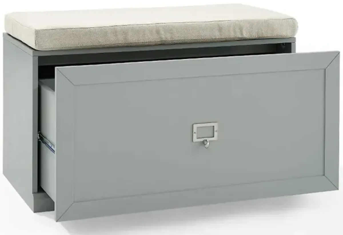 Harper Gray and Tan Entryway Storage Bench