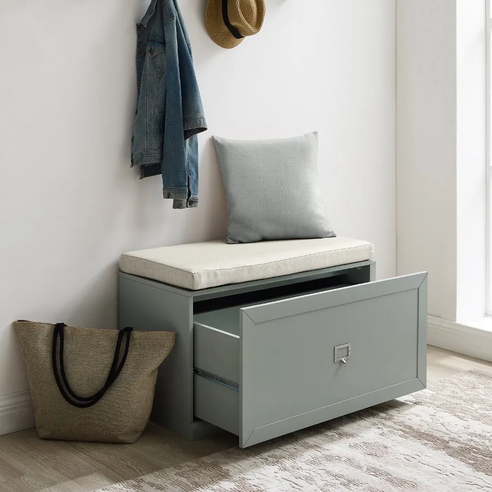 Harper Gray and Tan Entryway Storage Bench