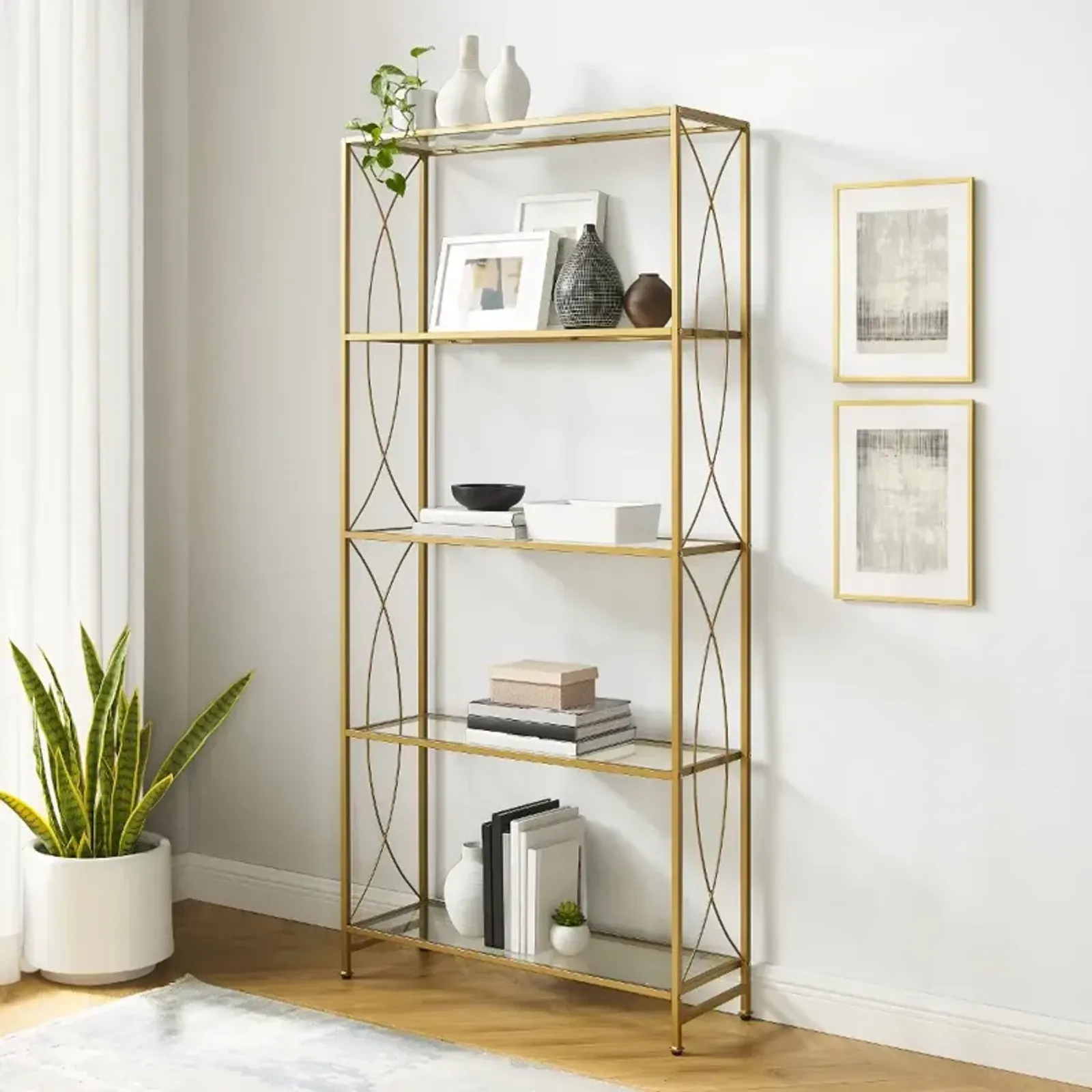 Helena Elegant Gold Bookshelf