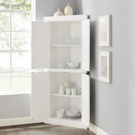 Shoreline White Corner Pantry Cabinet