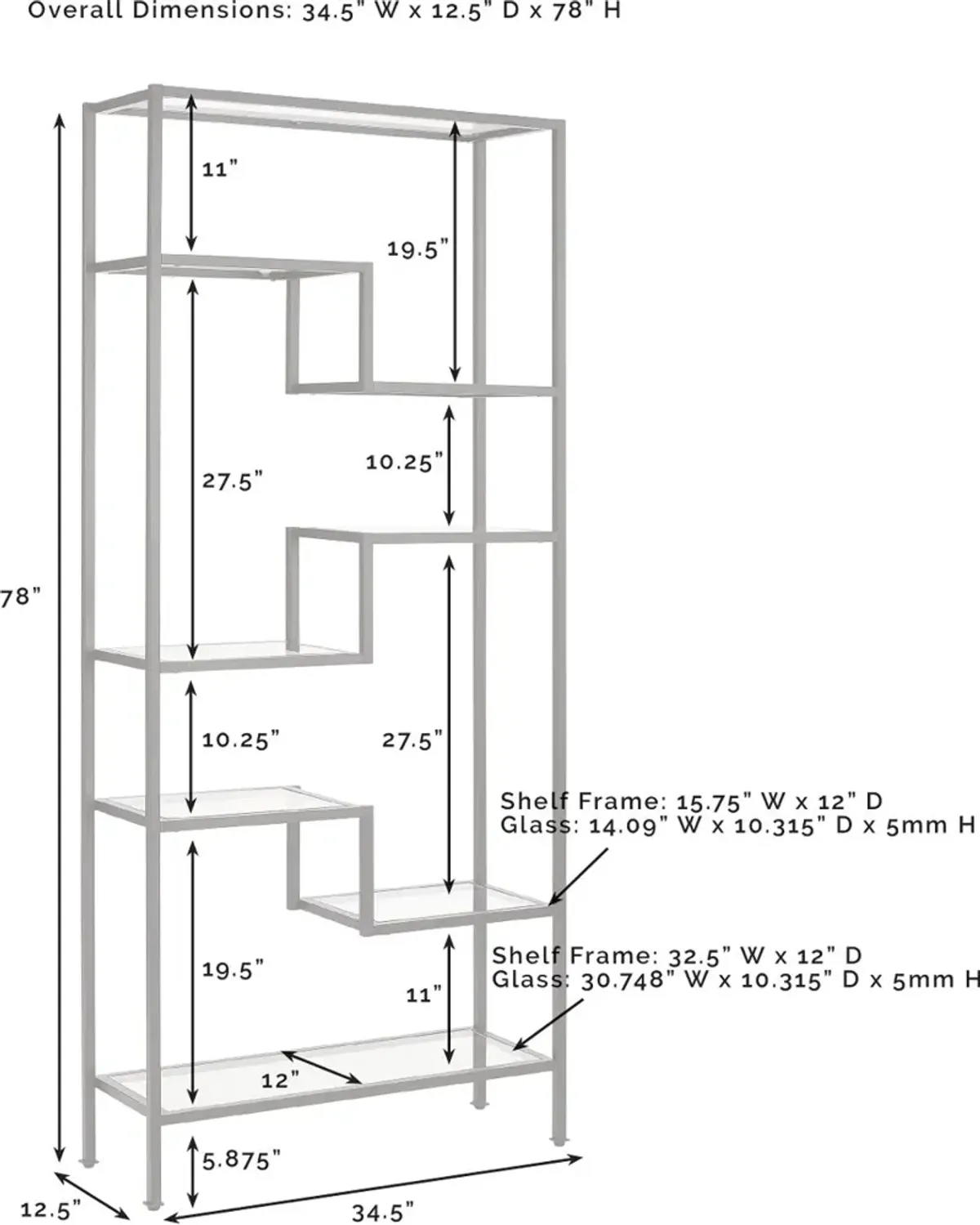 Sloane Gold Metal Bookshelf