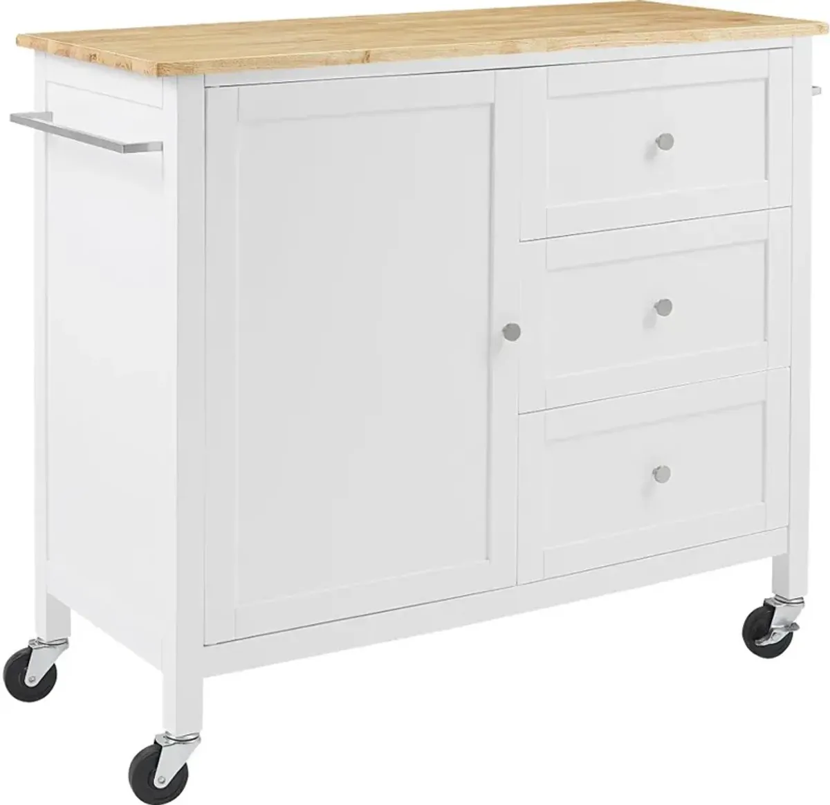 Soren White Kitchen Island with Wood Top