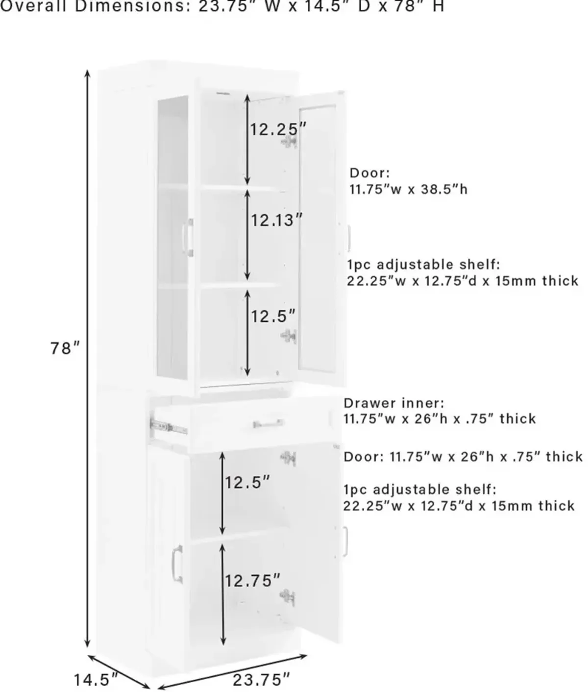 Stanton White Glass Door Pantry