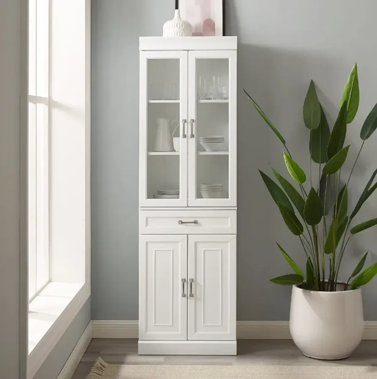 Stanton White Glass Door Pantry