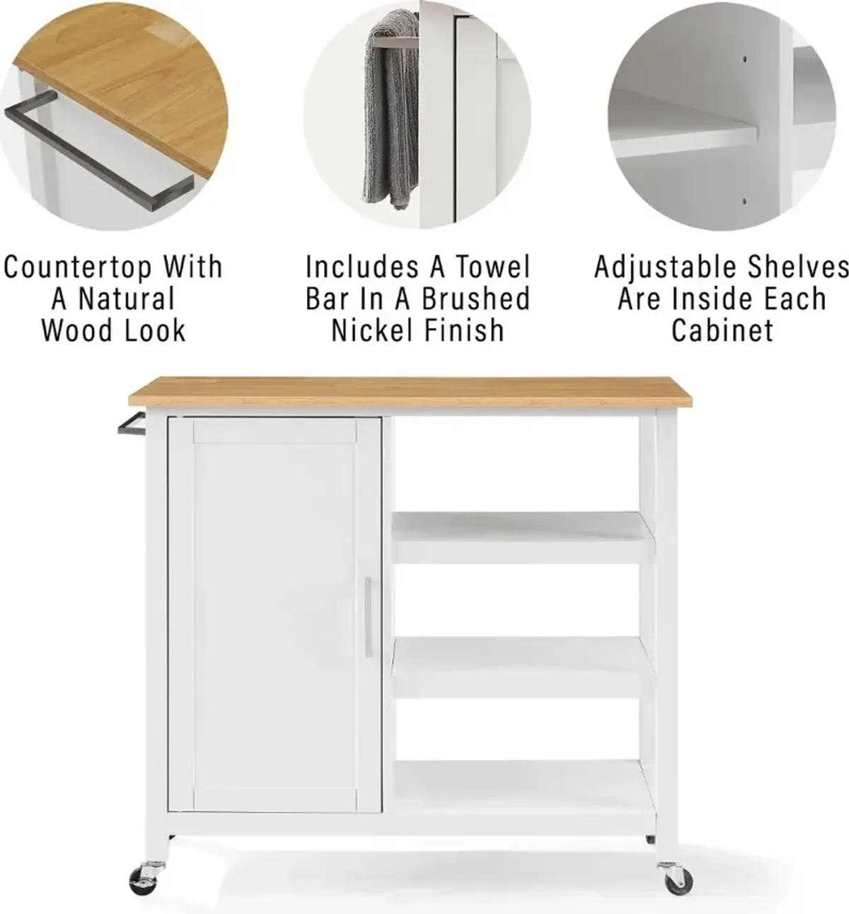 Tristan White Open Kitchen Island