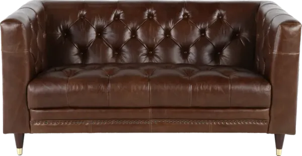 Wheldon Brown Leather Loveseat