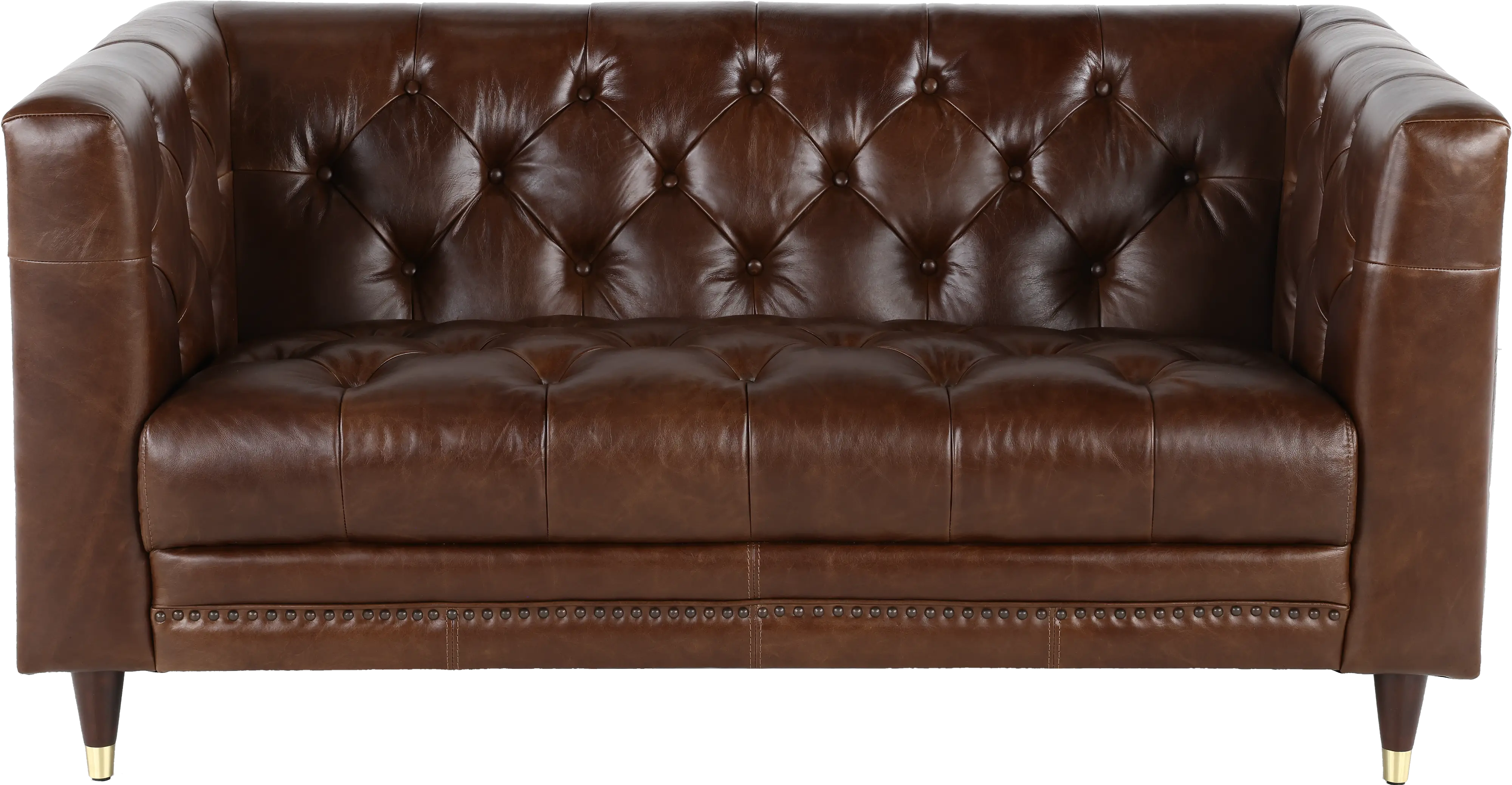 Wheldon Brown Leather Loveseat