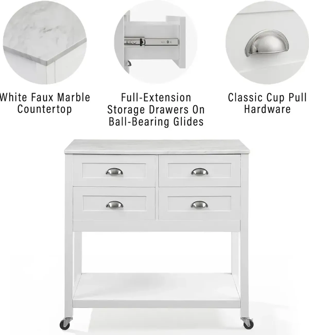 Connell White Kitchen Island