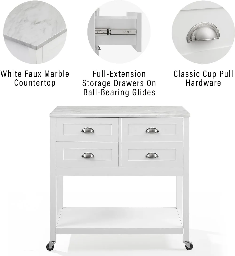 Connell White Kitchen Island