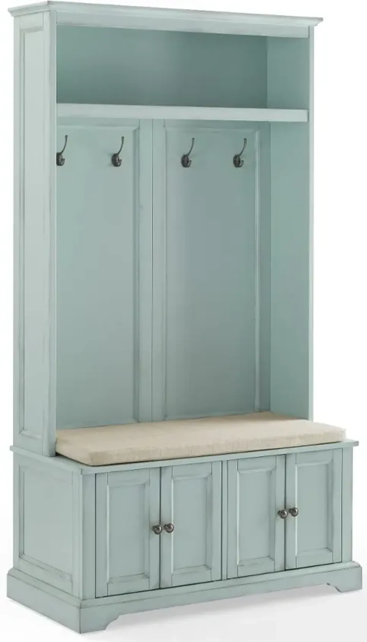 Holbrook Distressed Seafoam Blue Hall Tree