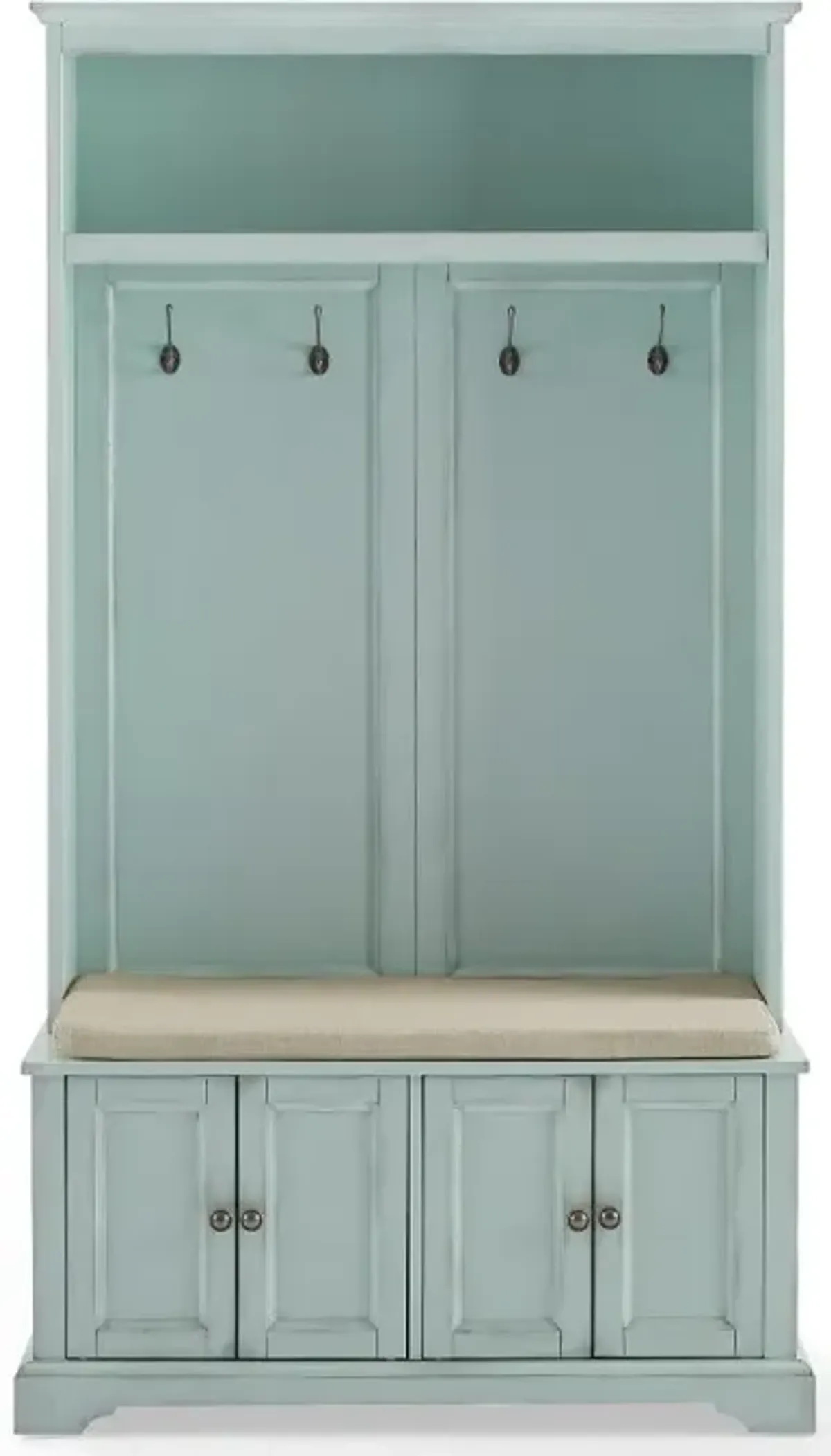 Holbrook Distressed Seafoam Blue Hall Tree