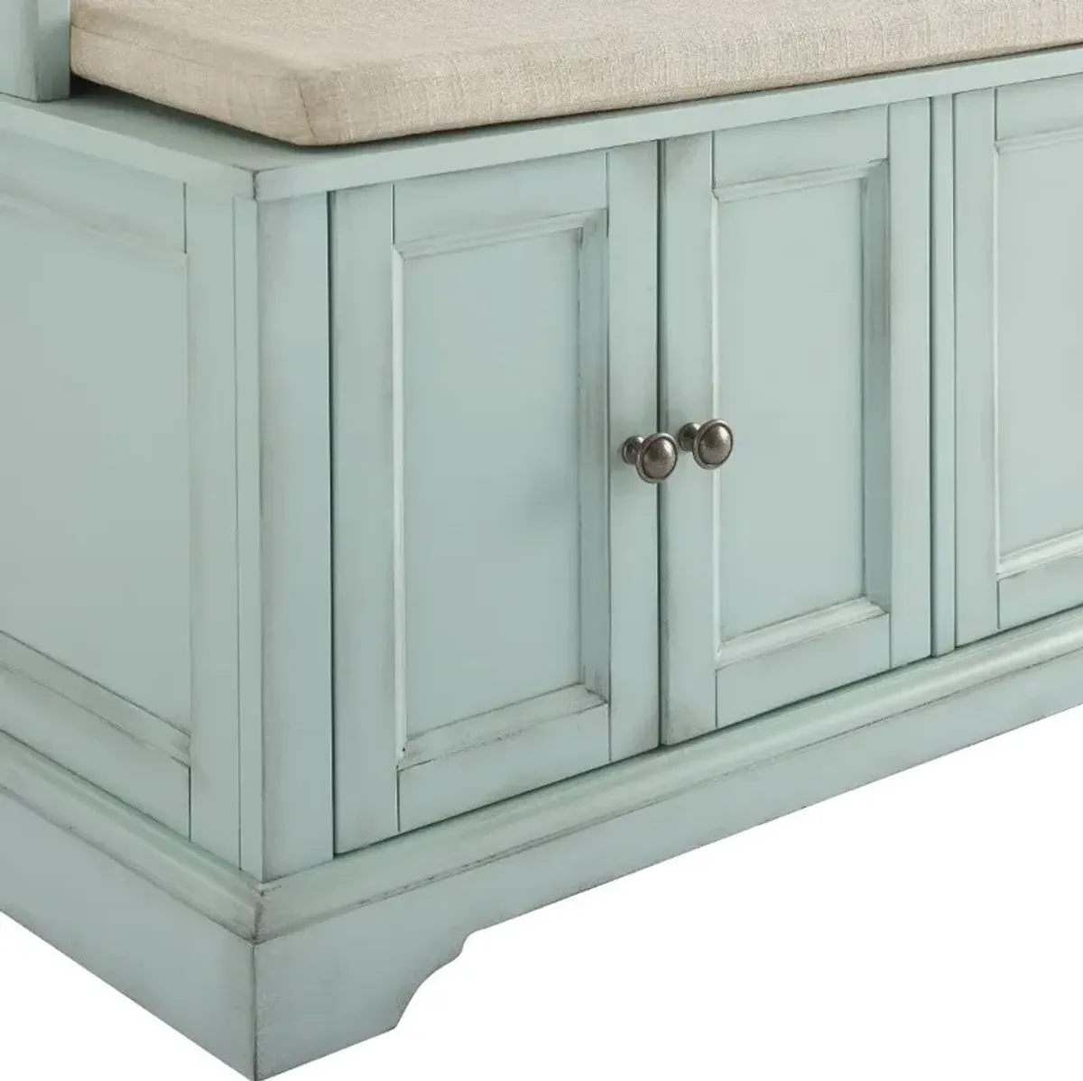 Holbrook Distressed Seafoam Blue Hall Tree