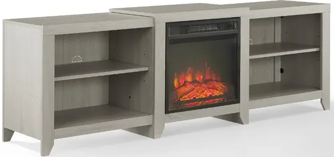 Ronin 69" Whitewash TV Stand with Fireplace