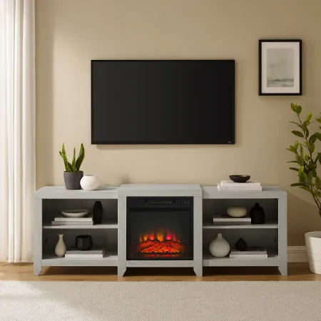 Ronin 69" Whitewash TV Stand with Fireplace