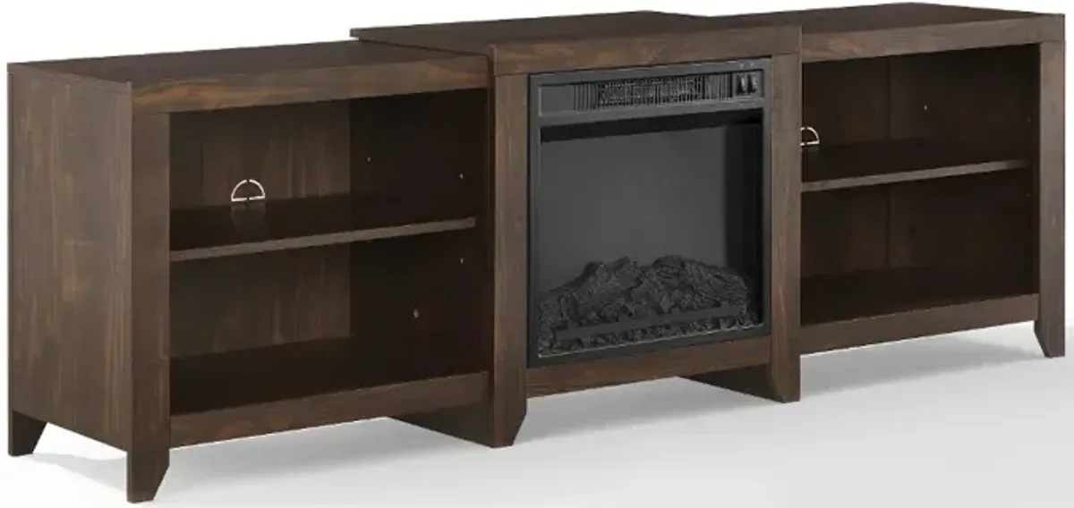 Ronin 69" Walnut TV Stand with Fireplace