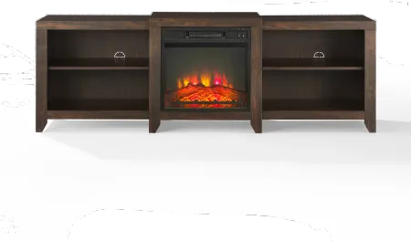 Ronin 69" Walnut TV Stand with Fireplace