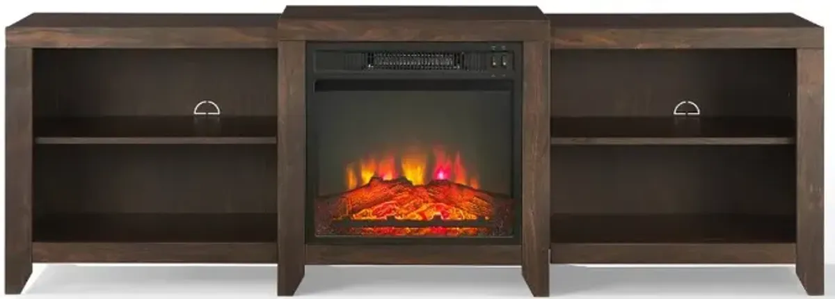 Ronin 69" Walnut TV Stand with Fireplace