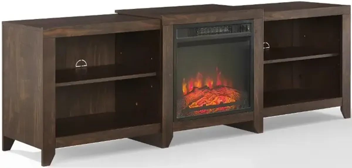 Ronin 69" Walnut TV Stand with Fireplace