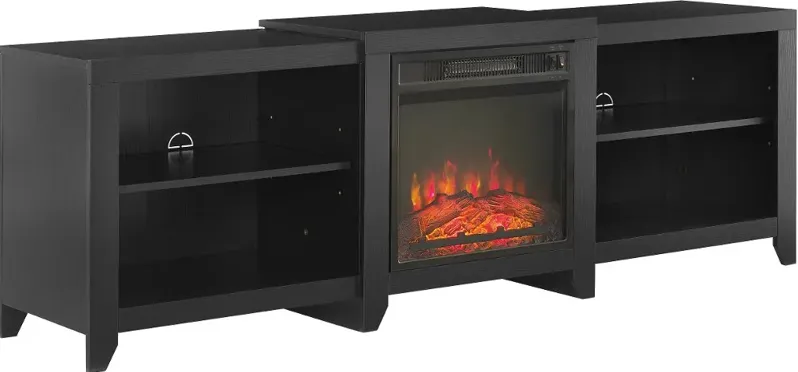 Ronin 69" Black TV Stand with Fireplace