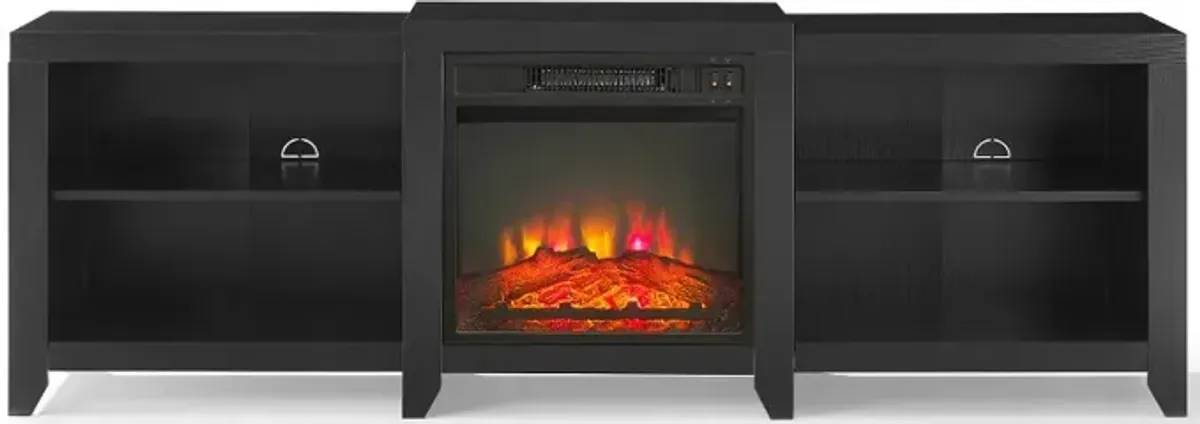 Ronin 69" Black TV Stand with Fireplace