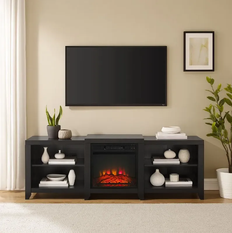 Ronin 69" Black TV Stand with Fireplace