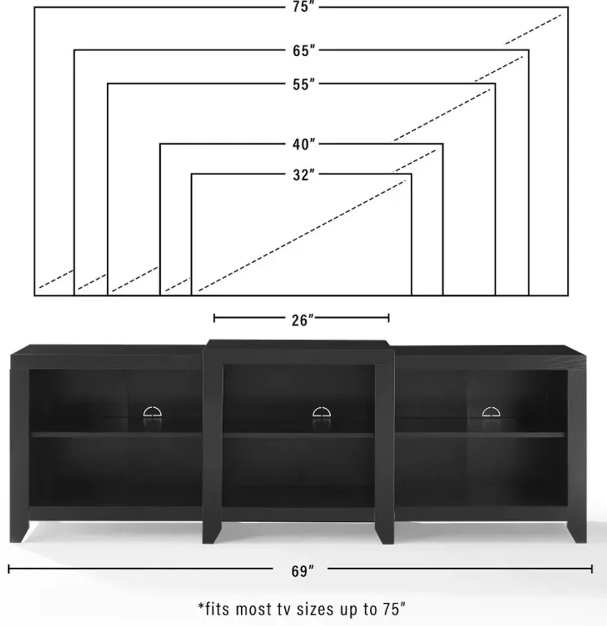 Ronin 69" Black TV Stand