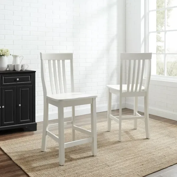 School House White Counter Height Stool (Set of 2)