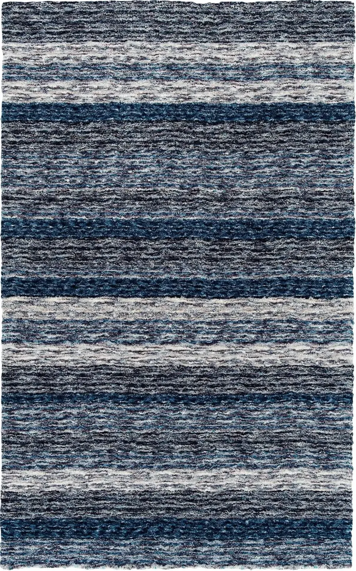 Joplin 5 x 8 Striped Shag Indigo Blue Area Rug