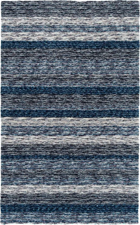 Joplin 5 x 8 Striped Shag Indigo Blue Area Rug