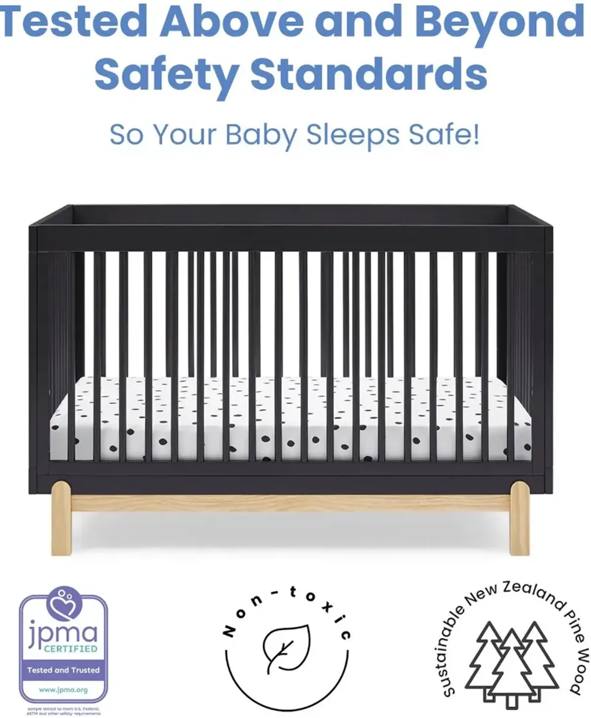 Poppy Dark Gray 4-in-1 Convertible Crib