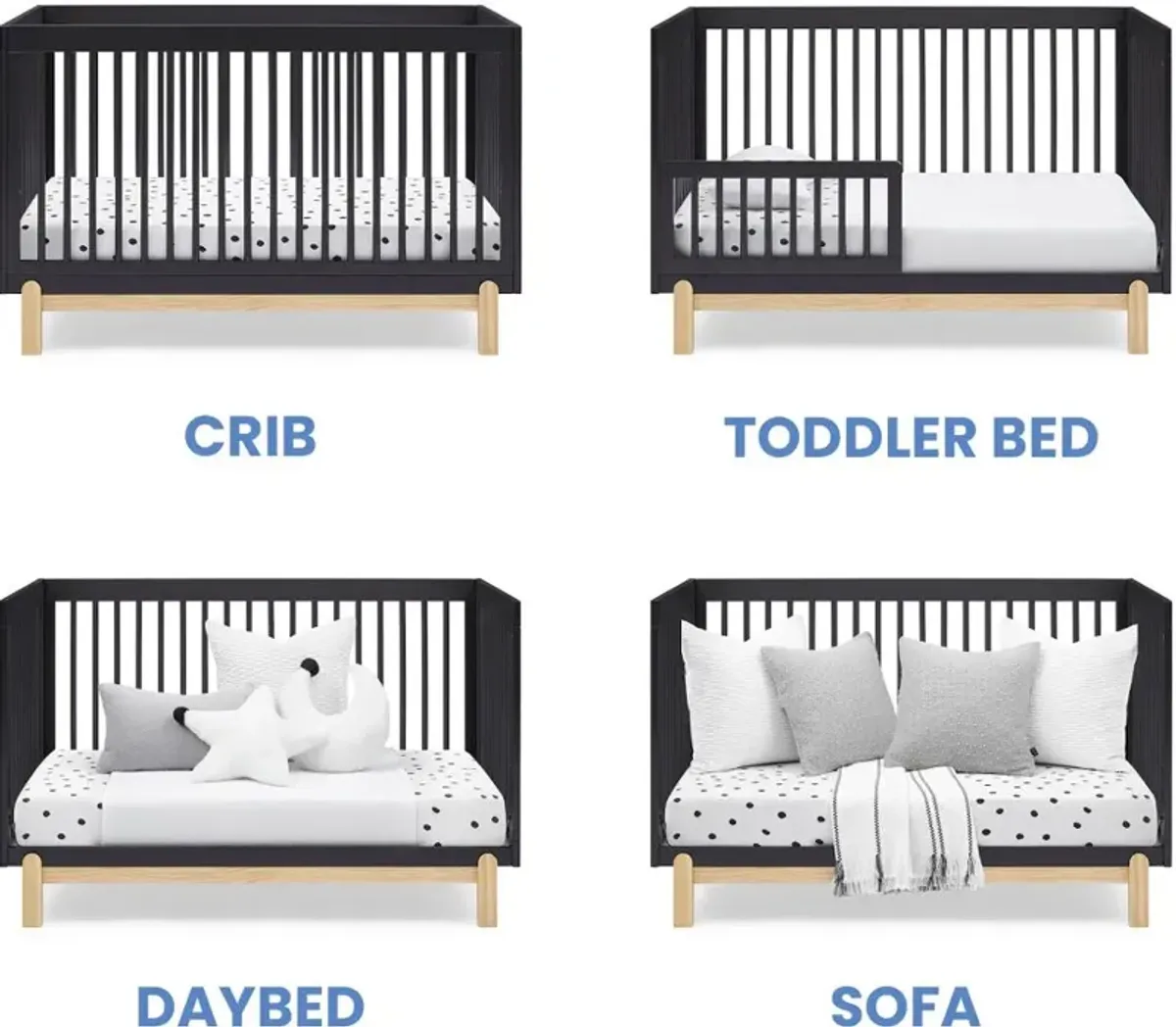 Poppy Dark Gray 4-in-1 Convertible Crib