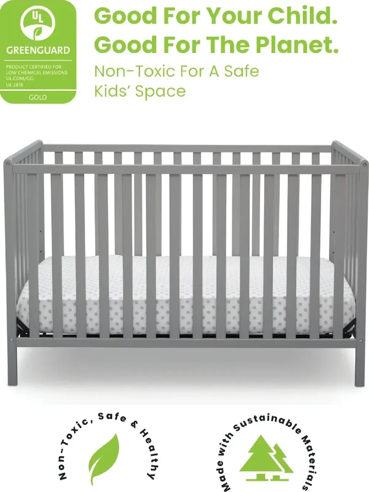 Heartland Gray 4-in-1 Convertible Crib