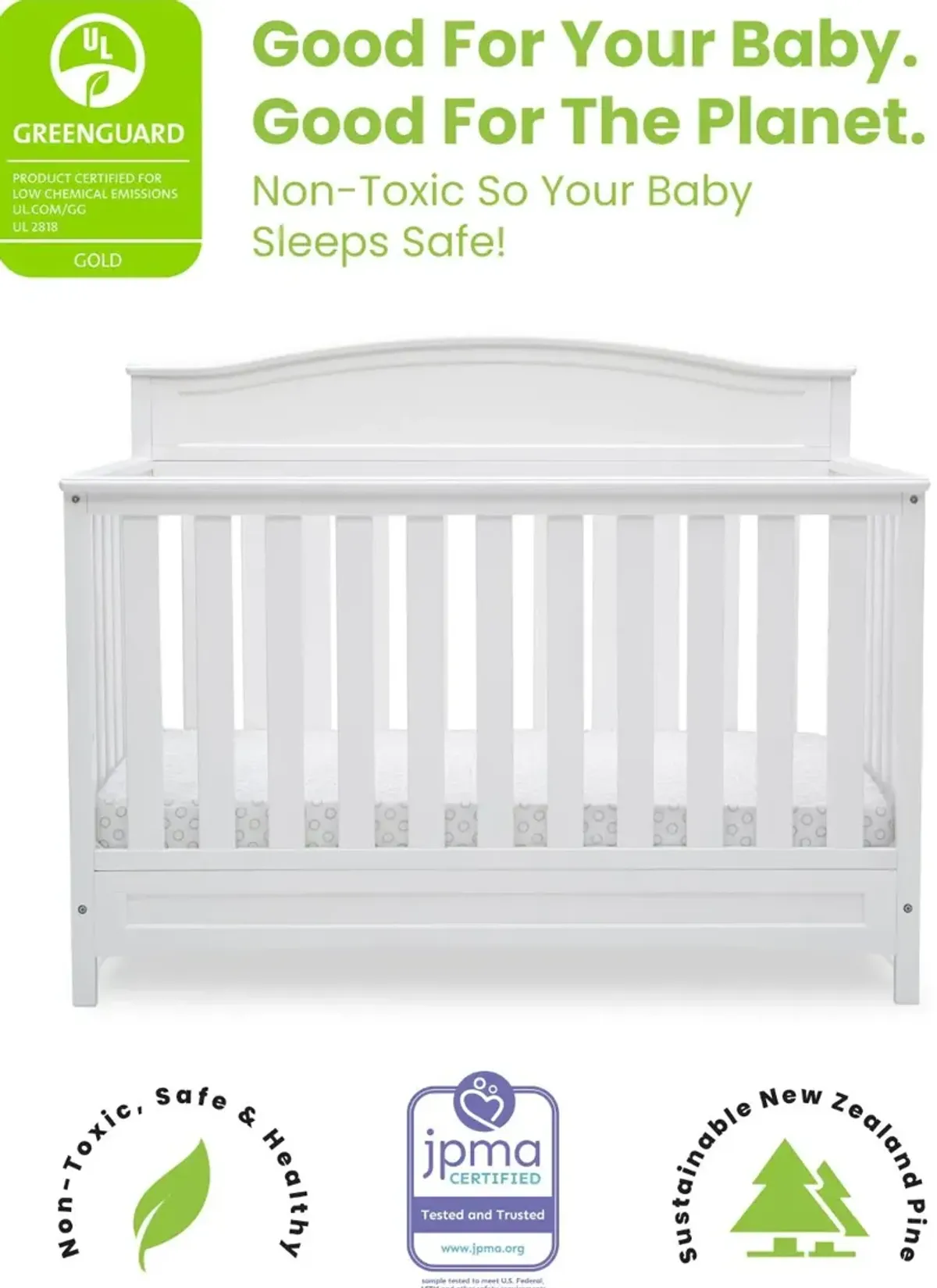 Emery White 4-in-1 Convertible Crib