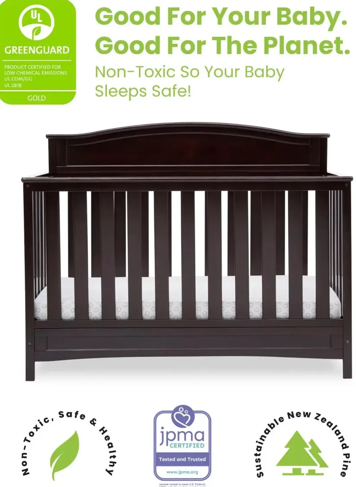 Emery Dark Brown 4-in-1 Convertible Crib