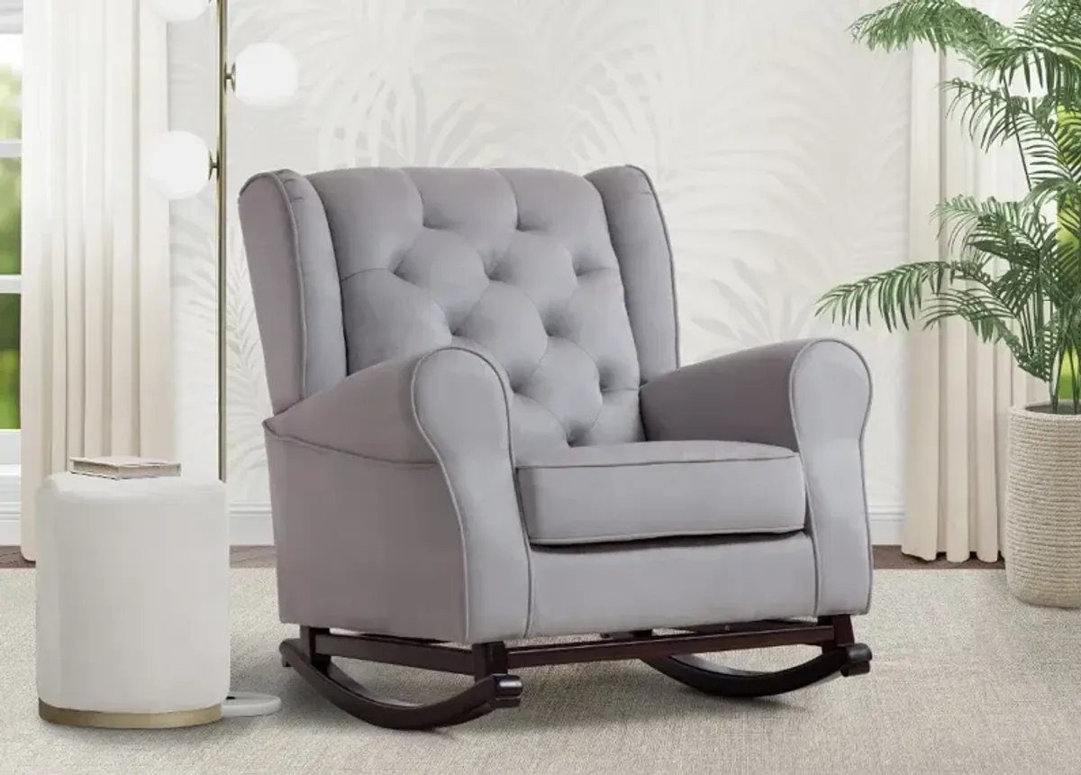 Emma Light Gray Upholstered Rocking Chair