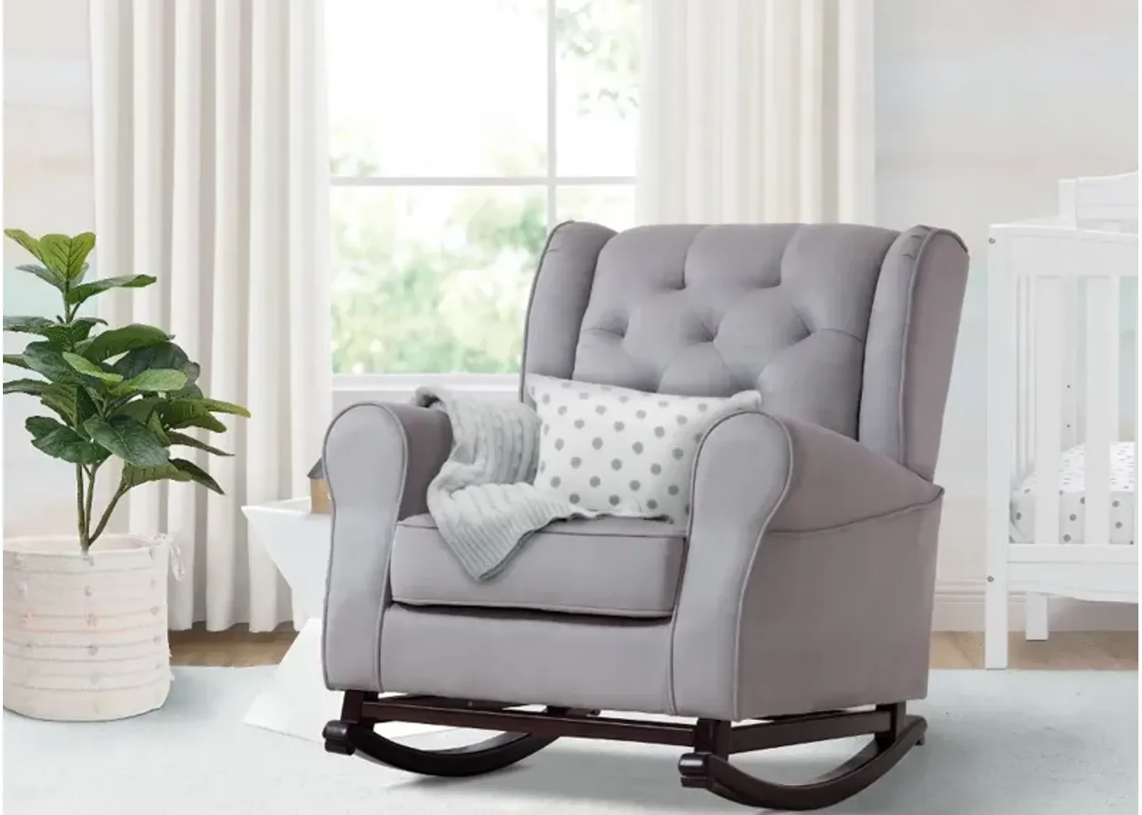 Emma Light Gray Upholstered Rocking Chair