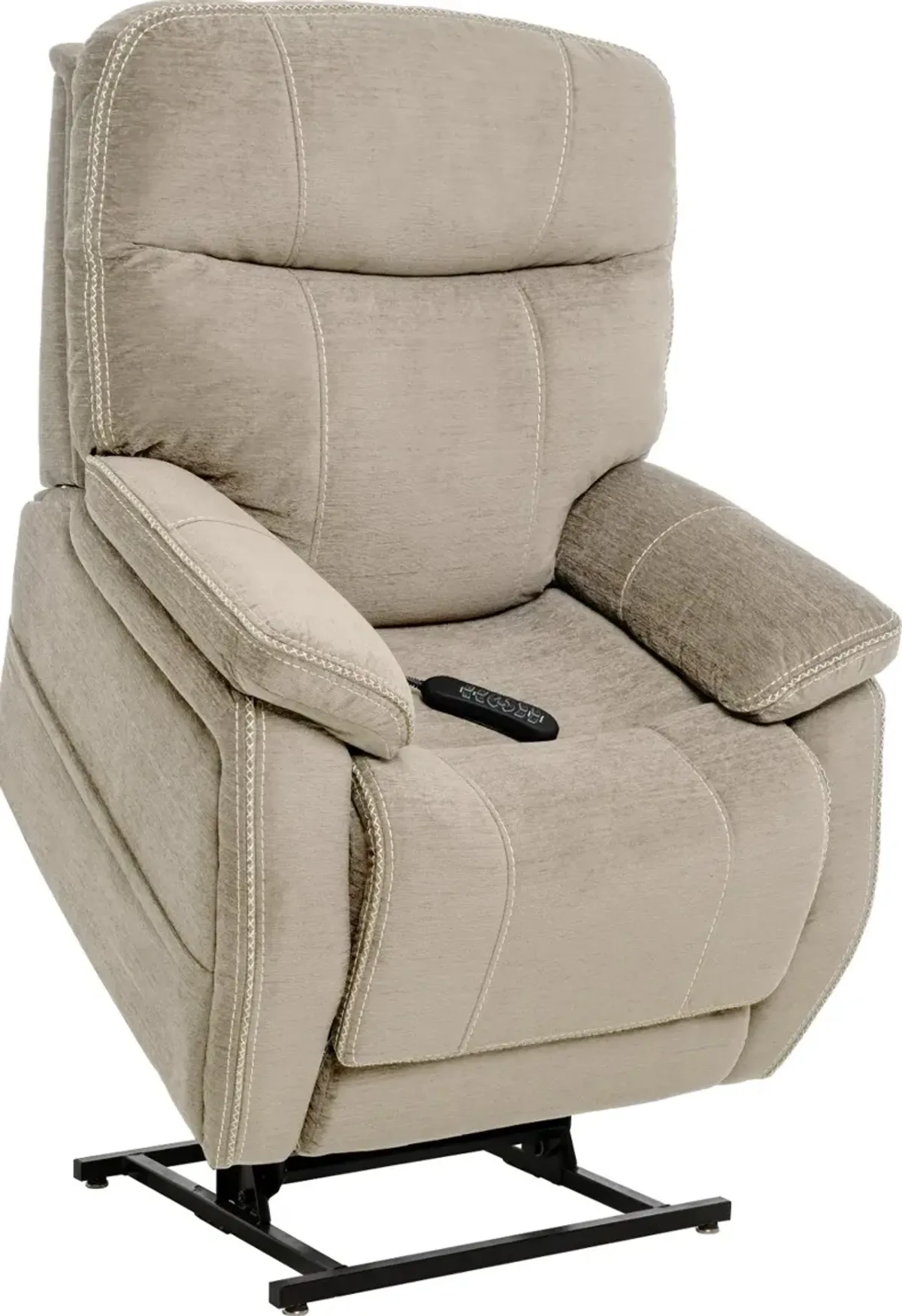 Velvety Natural Light Gray Power Lift Recliner