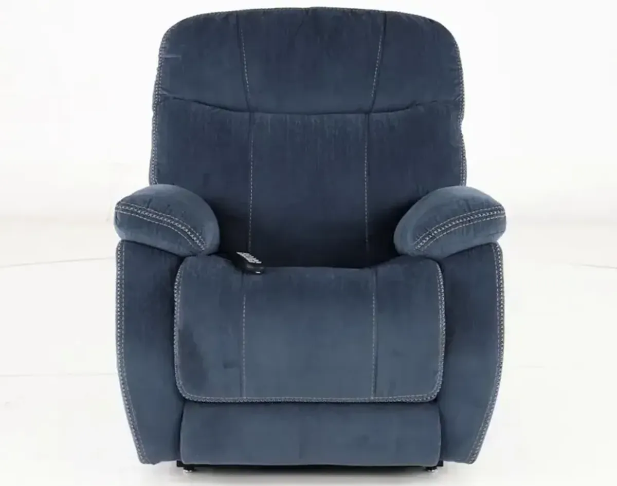 Velvety Navy Blue Power Lift Recliner