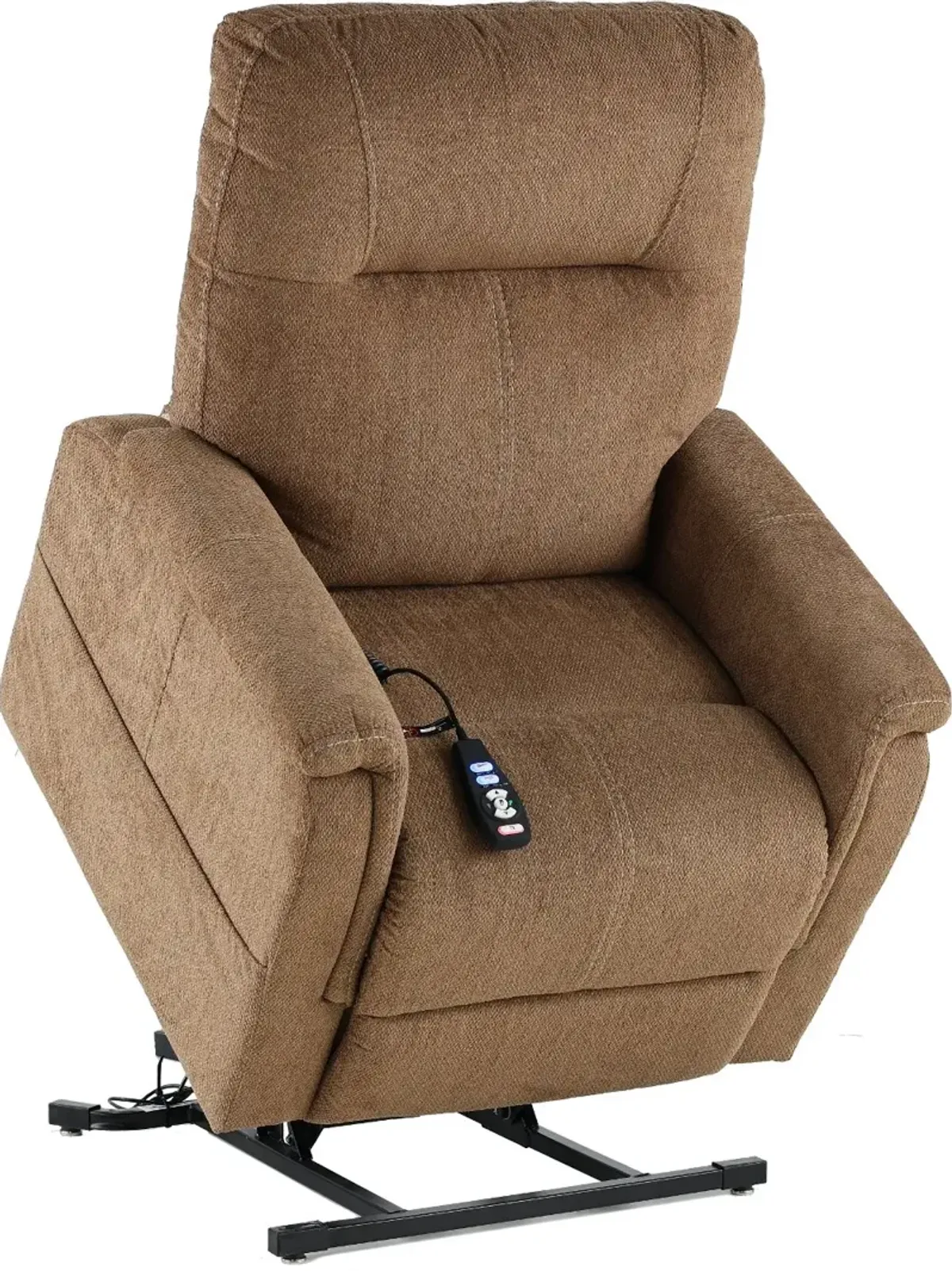 Dynamo Light Brown Power Lift Recliner with Heat and Massage