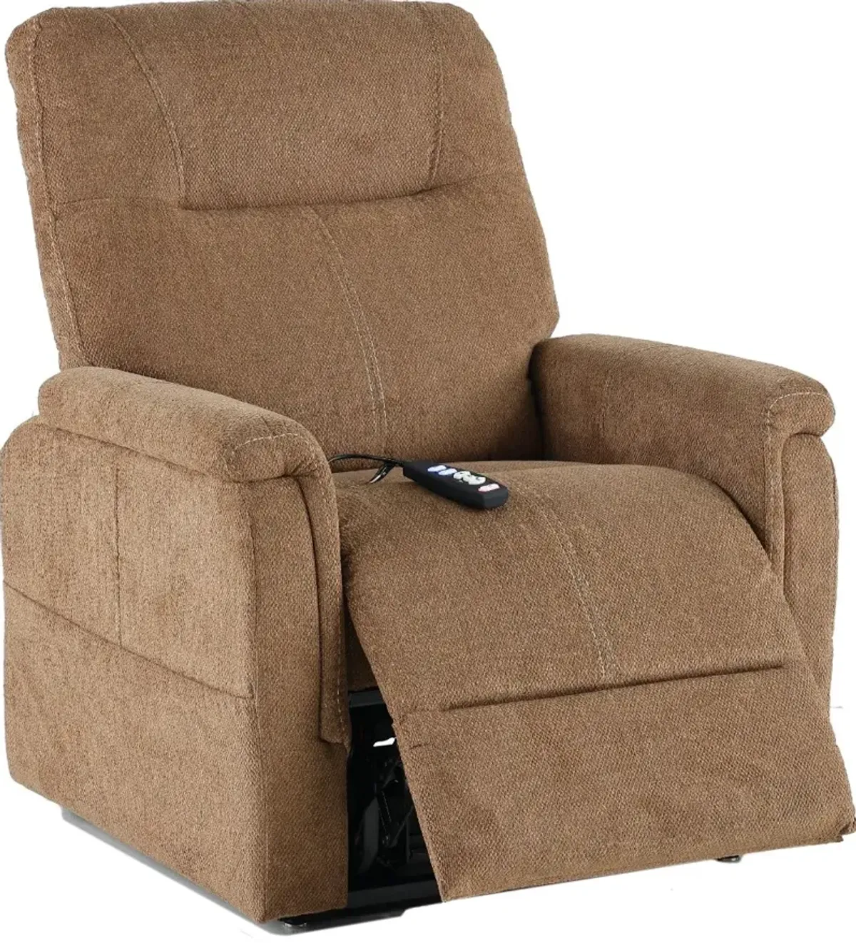 Dynamo Light Brown Power Lift Recliner with Heat and Massage