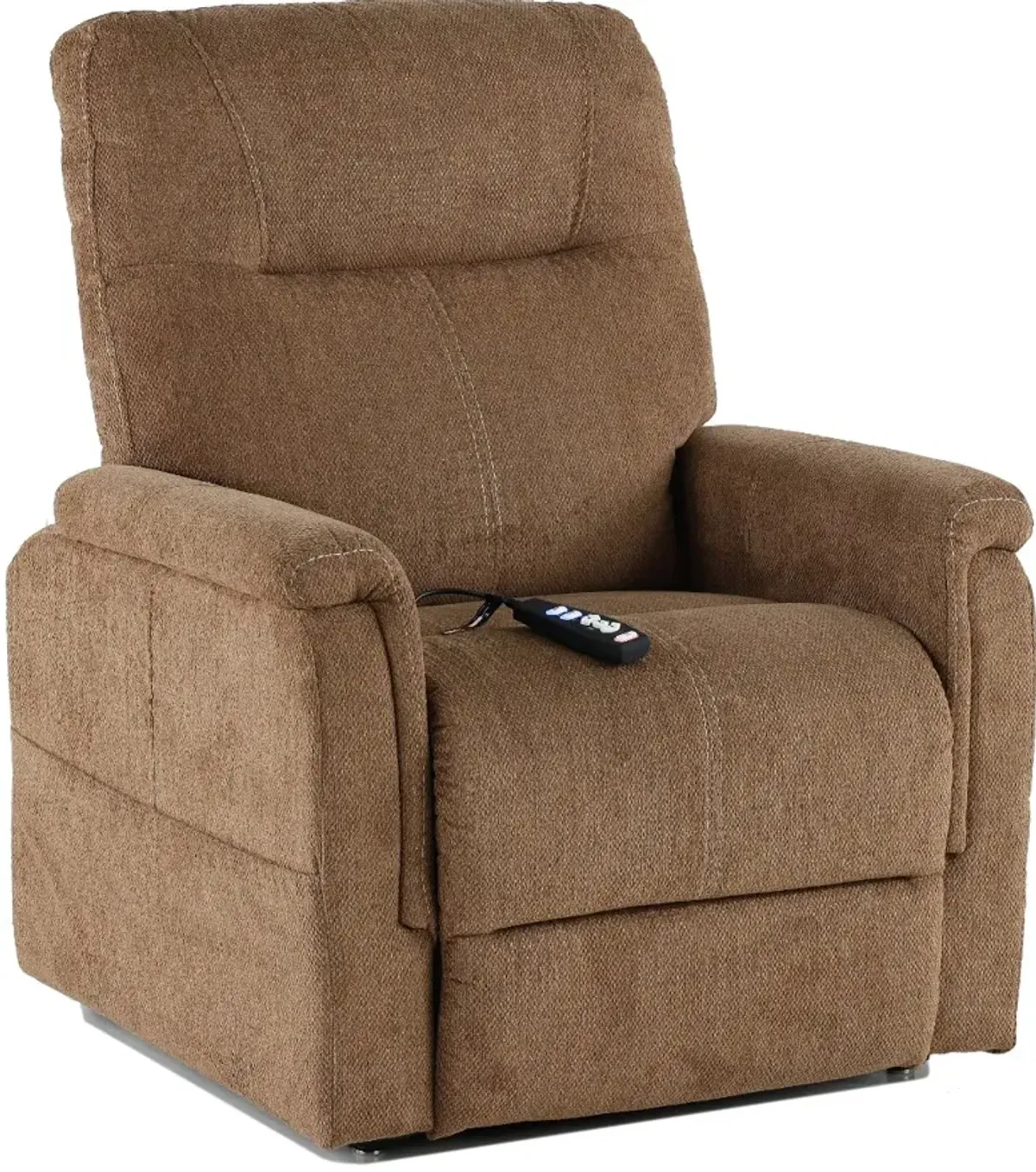 Dynamo Light Brown Power Lift Recliner with Heat and Massage