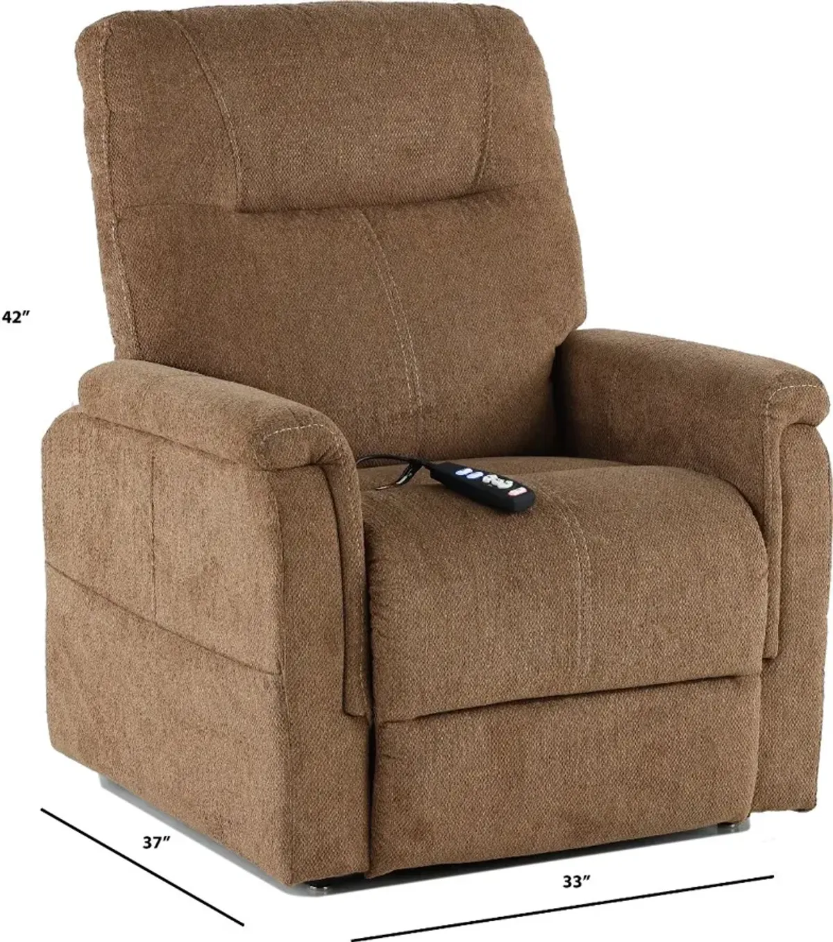 Dynamo Light Brown Power Lift Recliner with Heat and Massage