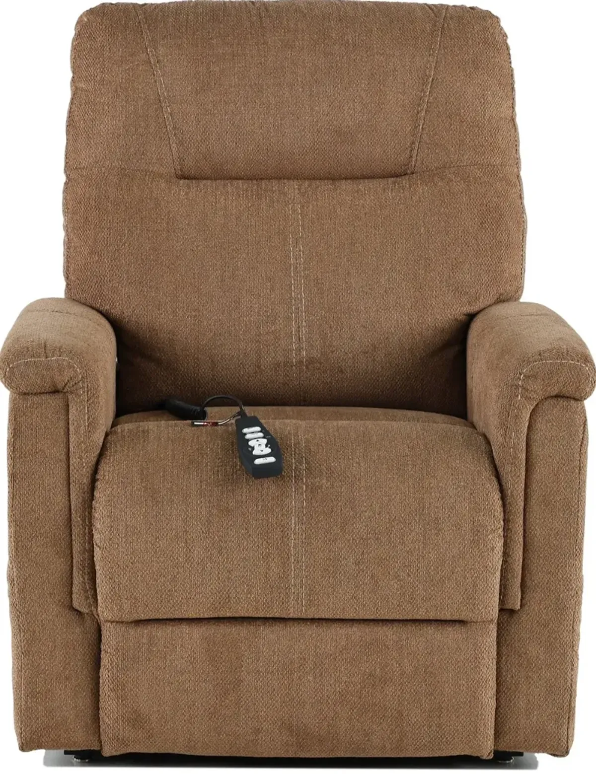 Dynamo Light Brown Power Lift Recliner with Heat and Massage