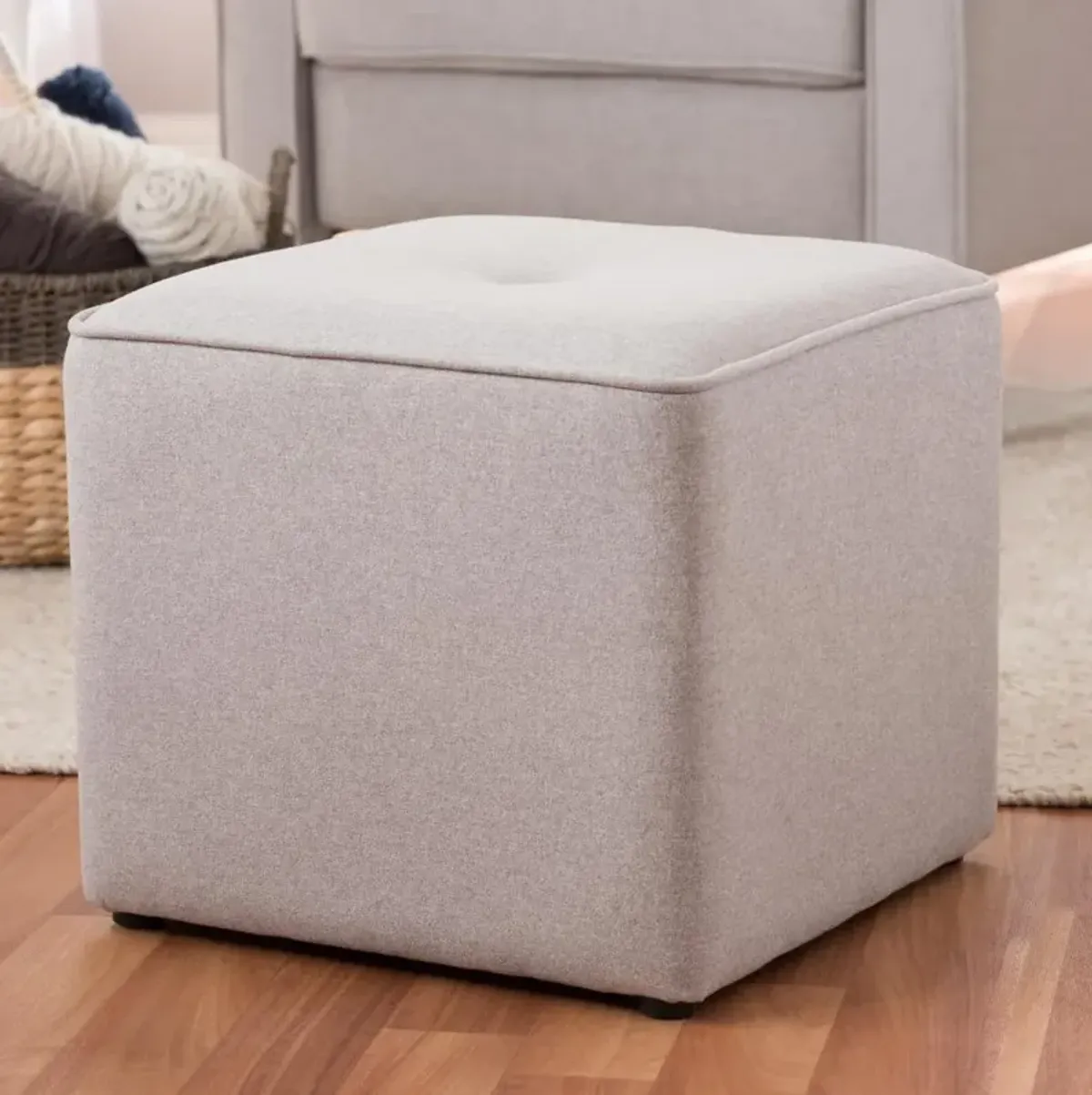 Corinne Light Gray Upholstered Ottoman