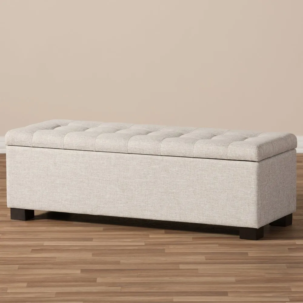 Roanoke Beige Storage Bench