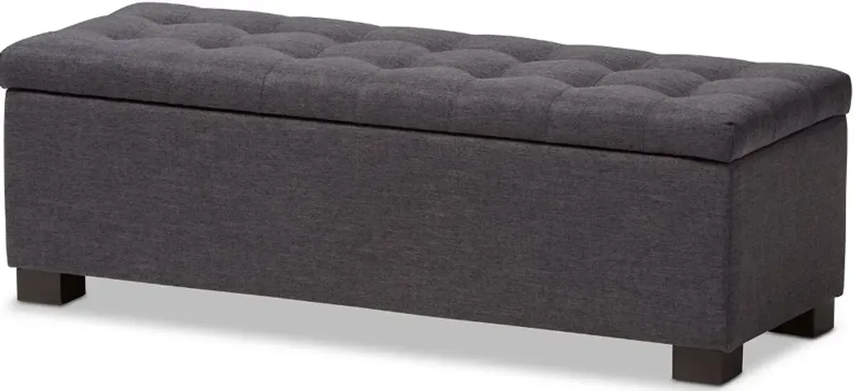 Roanoke Dark Gray Storage Bench