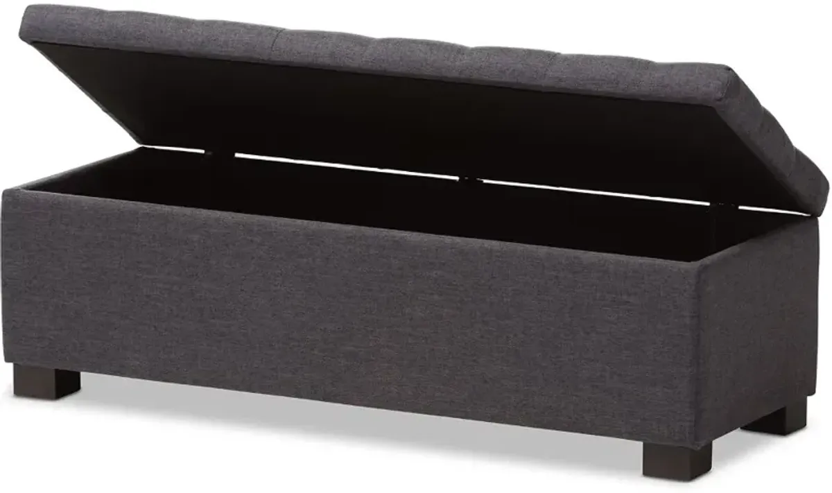 Roanoke Dark Gray Storage Bench