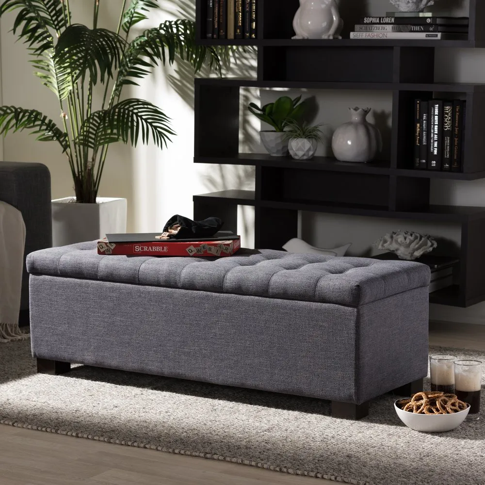 Roanoke Dark Gray Storage Bench