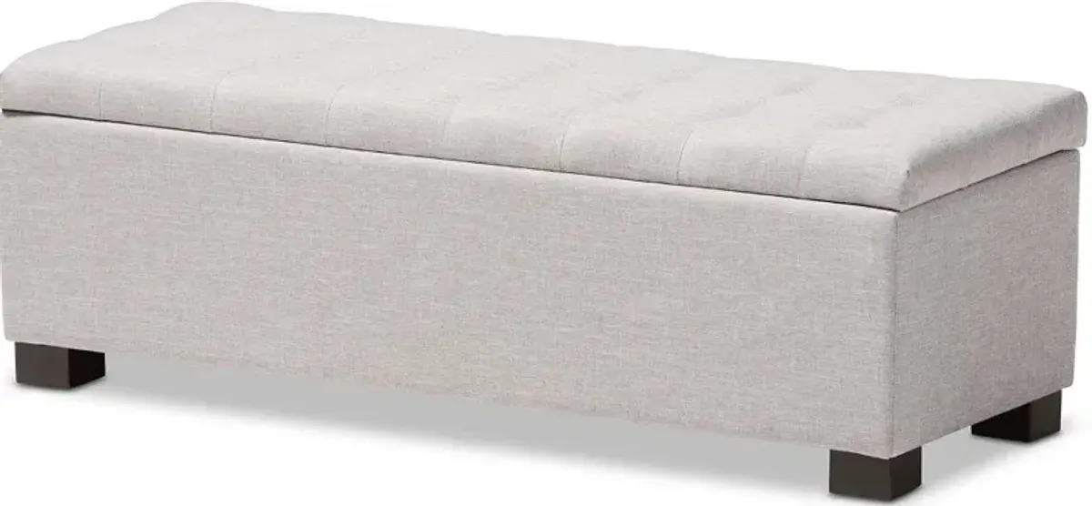 Roanoke Light Gray Storage Bench