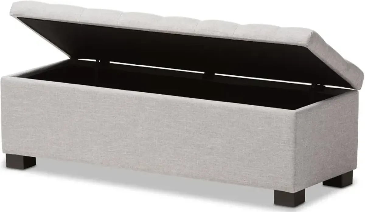 Roanoke Light Gray Storage Bench